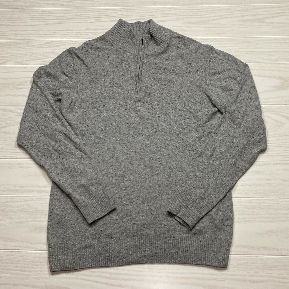 Emi Imaglia Men's 1/4 Zip Wool Silk Blend Sweater Large Mock Neck Grey Italy